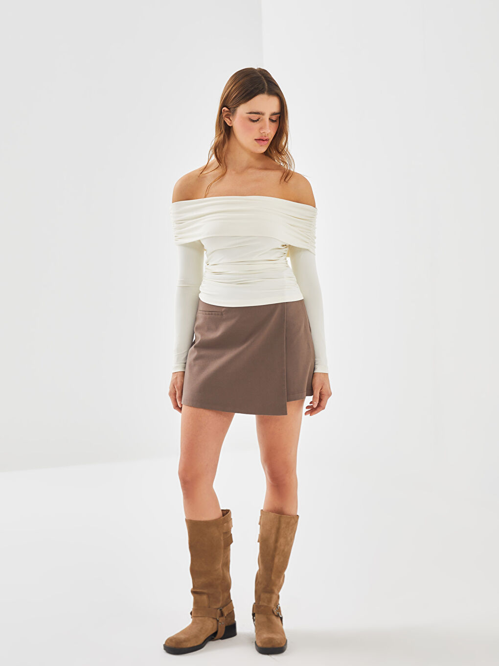 LCW Vision Women's Plain Skort with Zippered Waist -W4EH95Z8-JKW