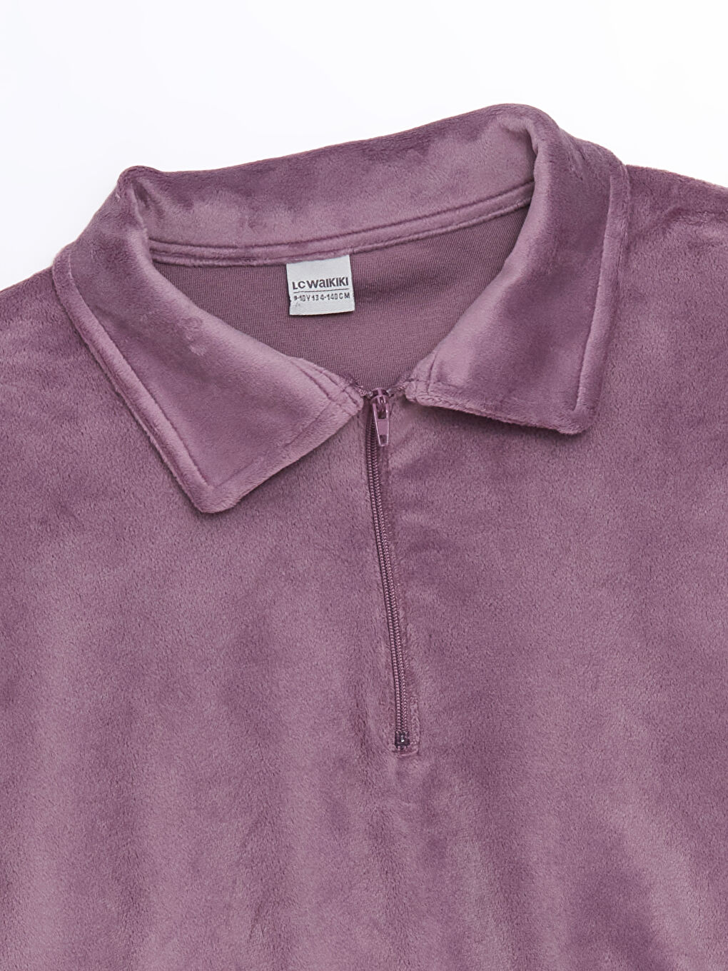 Mürdüm Polo Yaka Kadife Kız Çocuk Sweatshirt-2