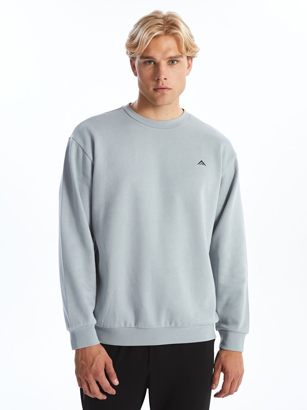 XSIDE ACTIVE Gri Bisiklet Yaka Uzun Kollu Baskılı Erkek Sweatshirt