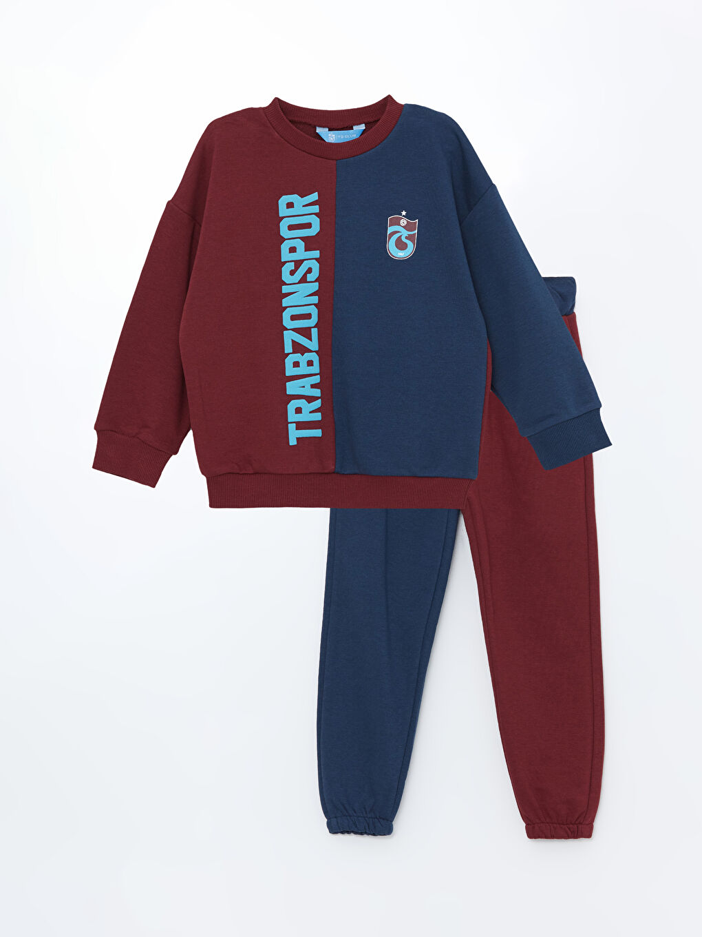 LCW Kids Bordo Bisiklet Yaka Trabzonspor Baskılı Erkek Çocuk Sweatshirt ve Eşofman Alt 2'li Takım