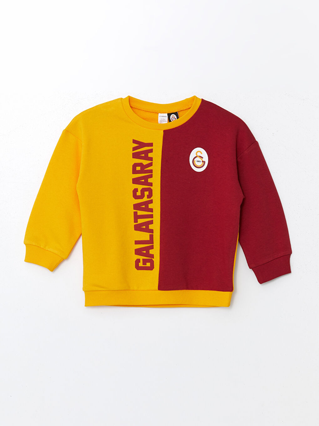 LCW Kids Sarı Bisiklet Yaka Galatasaray Baskılı Erkek Çocuk Sweatshirt