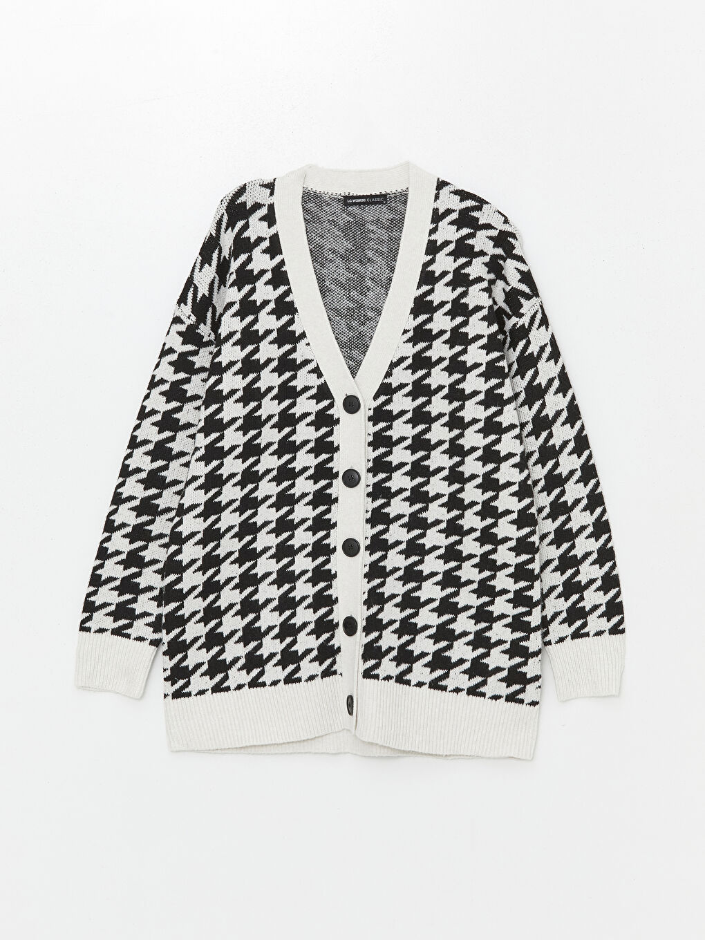 LCWAIKIKI Basic V Neck Patterned Women's Knitwear Cardigan -W4EI39Z8-MHS