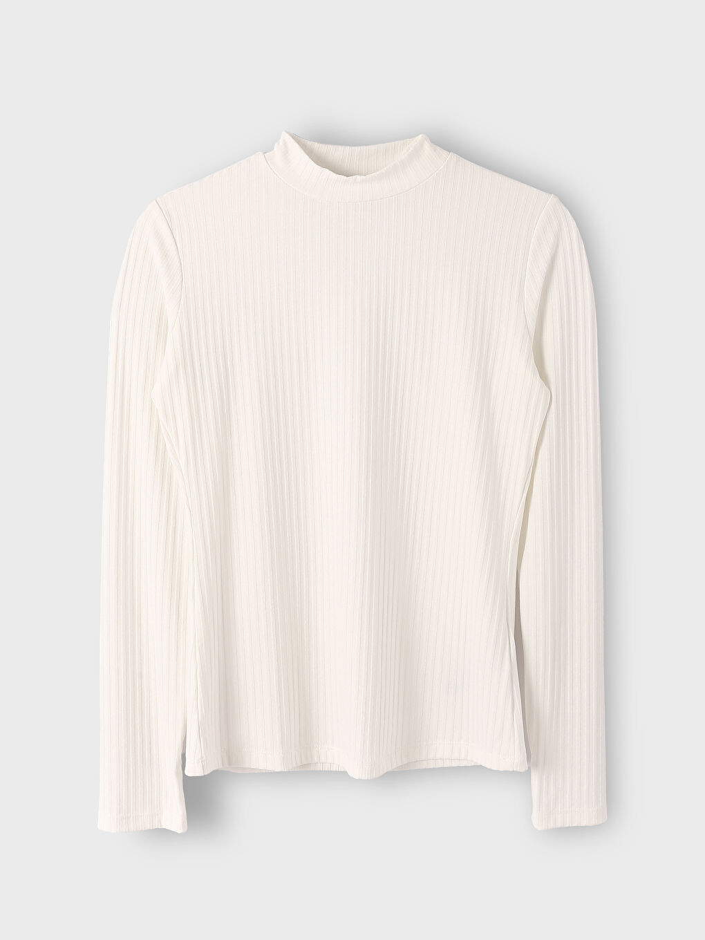 Funnel Neck Plain Long Sleeve Women's T-Shirt