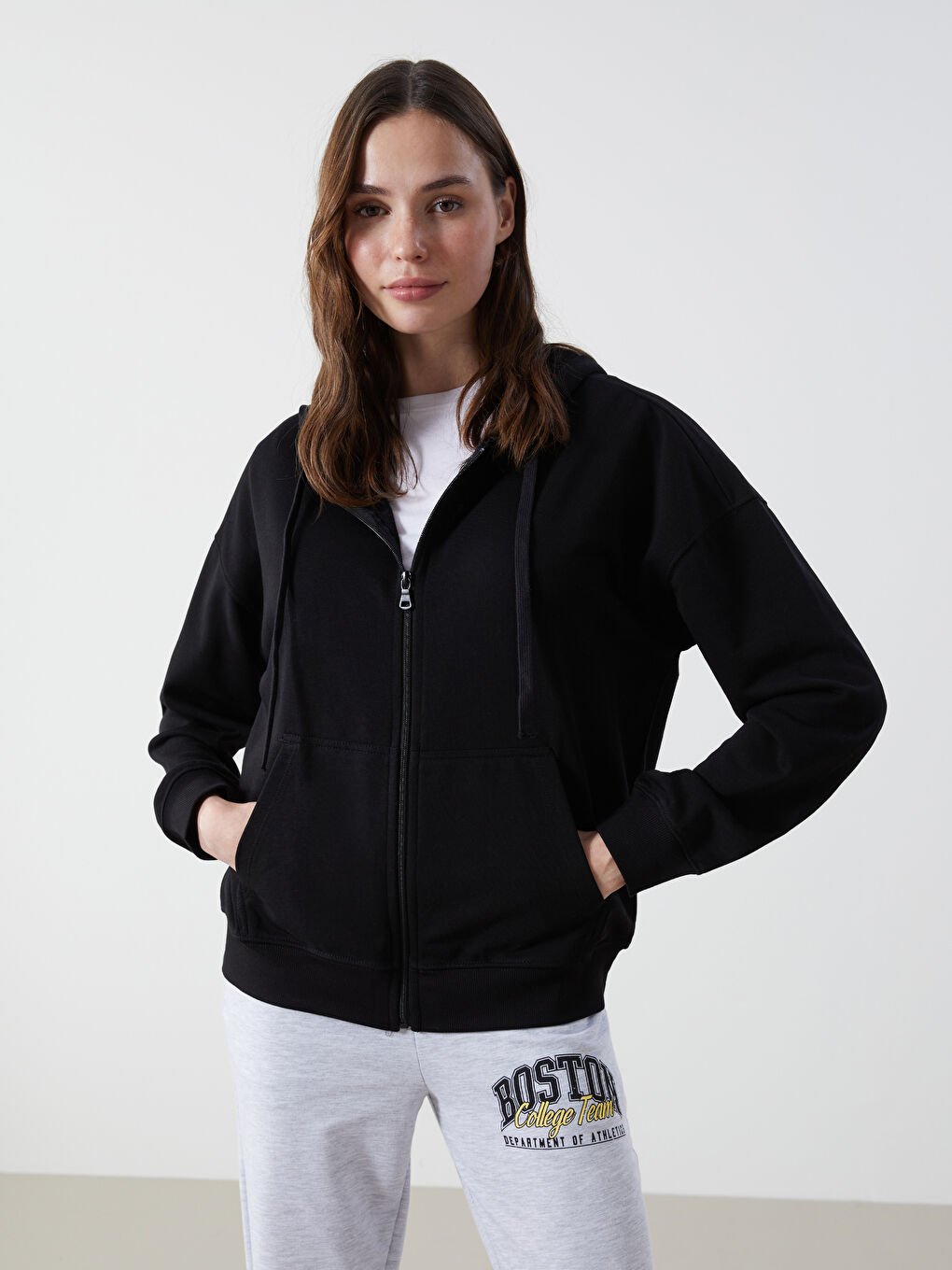 Hooded Oversize Women's Zipper Sweatshirt