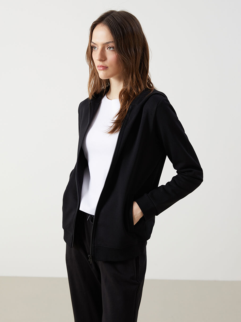 Hooded Women's Thick Zip-Up Sweatshirt