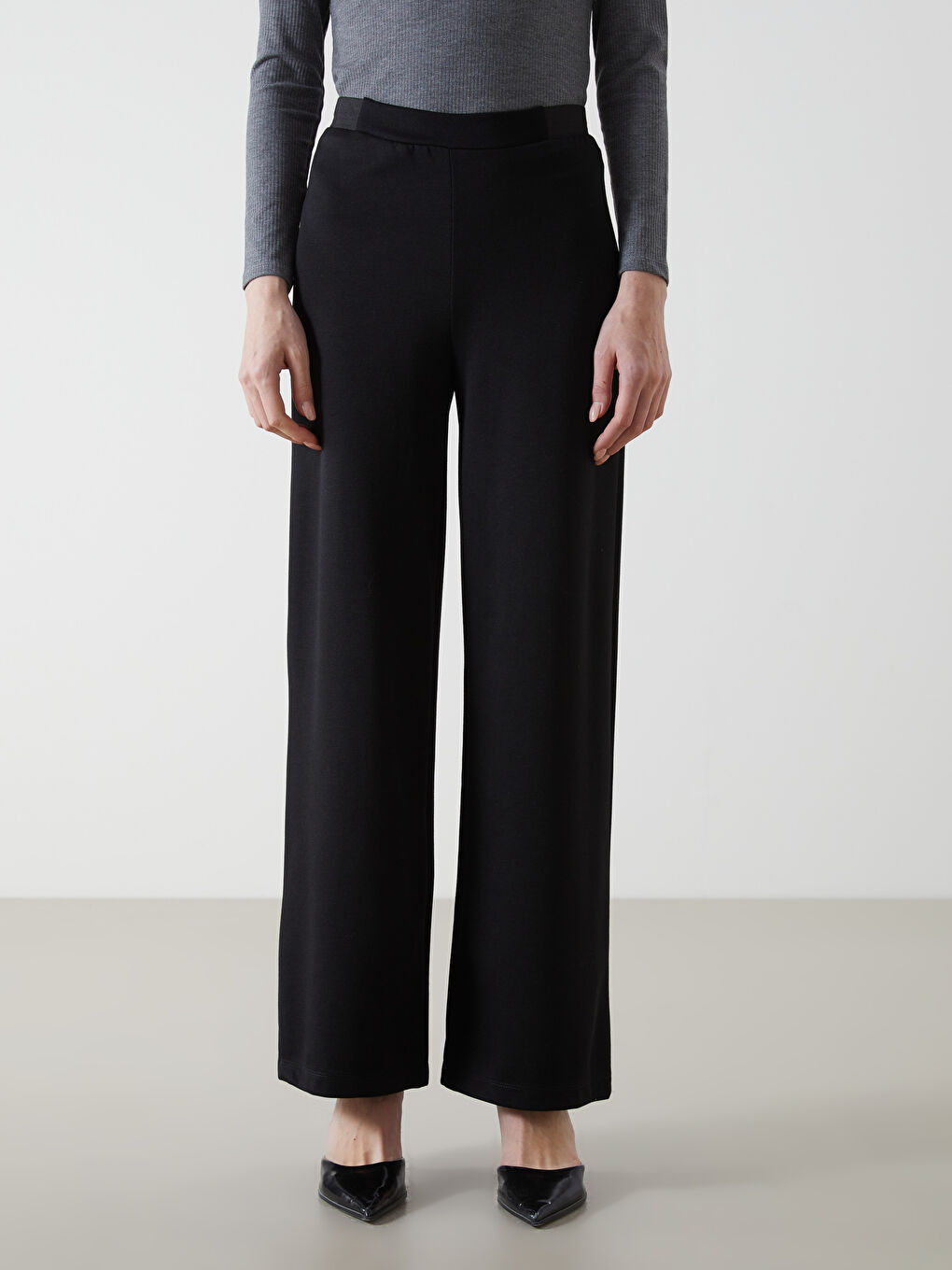 Elastic Waist Wide Leg Women's Trousers-1