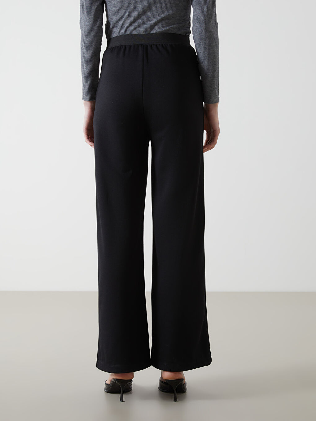 Elastic Waist Wide Leg Women's Trousers-3