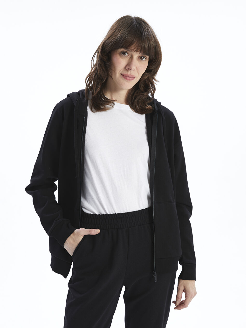 سويت شيرت بسحاب بكابوش للسيدات