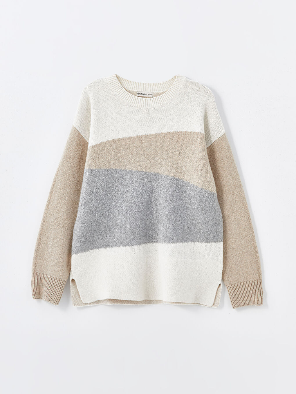 Crew Neck Color Block Women's Knitwear Sweater-4