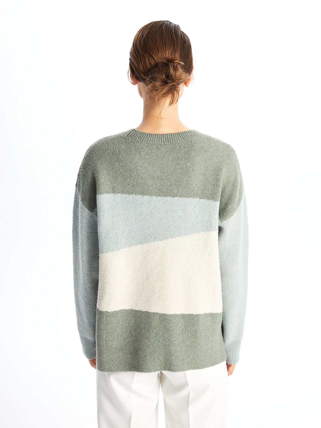 LCWAIKIKI Basic Crew Neck Color Block Women's Knitwear Sweater -W4EI61Z8-Y3W