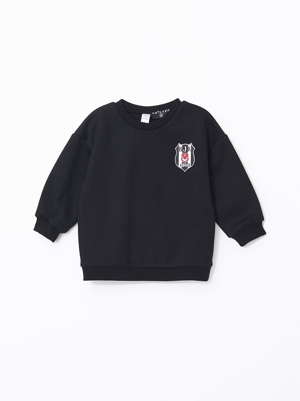 LCW baby Siyah Bisiklet Yaka Beşiktaş Baskılı Erkek Bebek Sweatshirt - 1