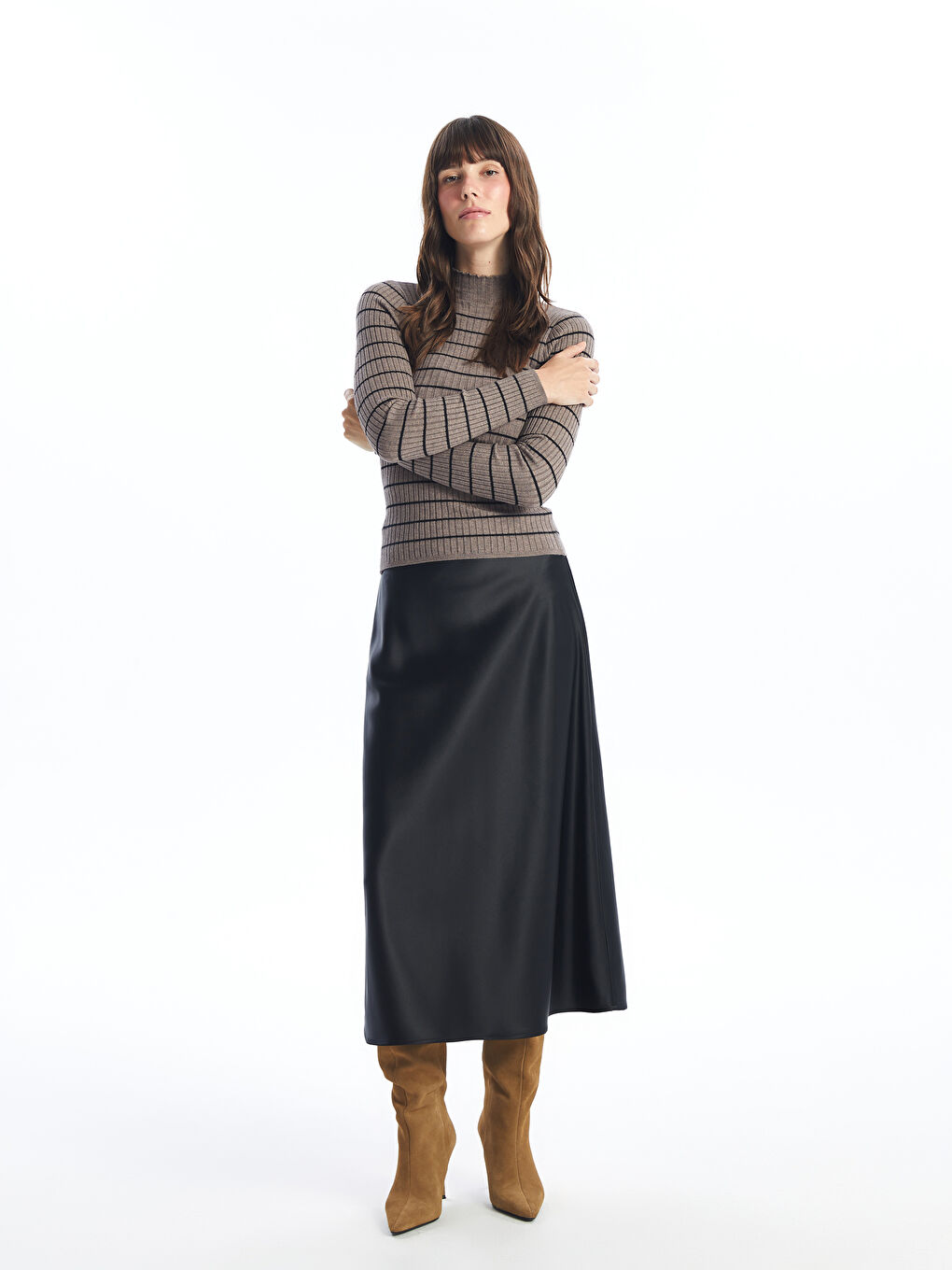 LCW Vision Slim Fit Satin Women's Skirt -W4EI97Z8-CVL