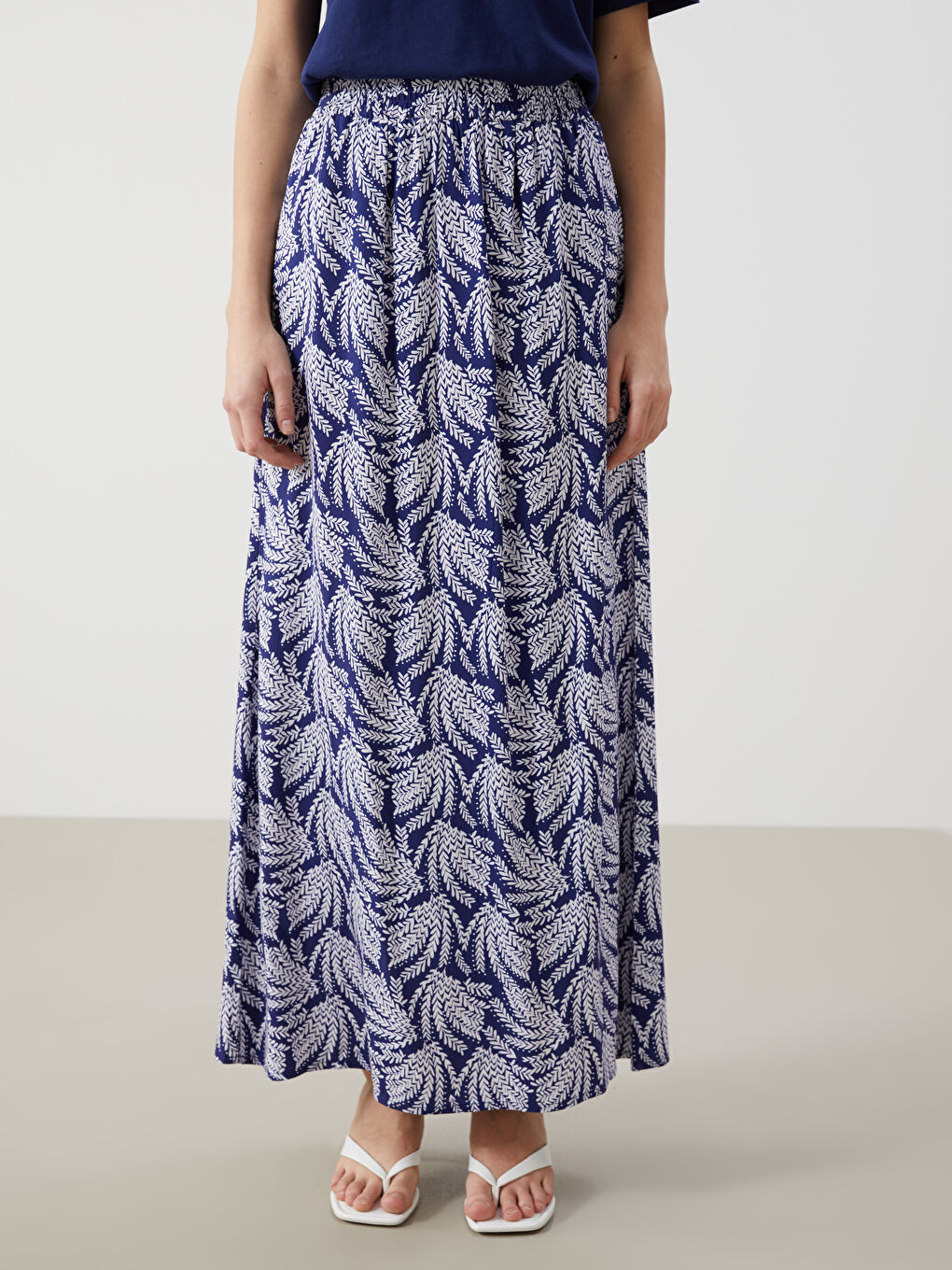 Jupe à Taille Élastiquée à Motifs pour Femmes-1