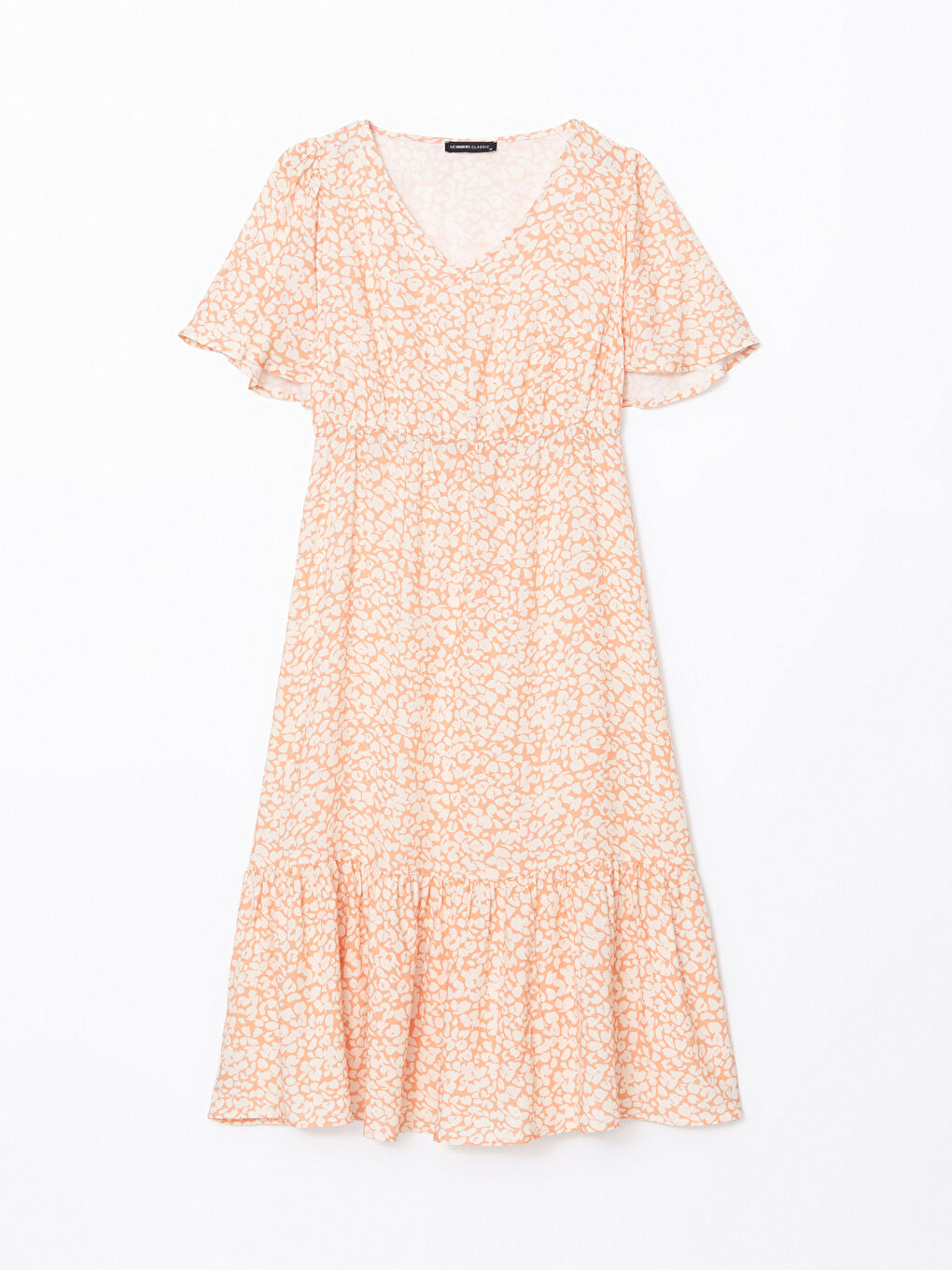 فستان نسائي بنقشة وياقة على شكل حرف V-4