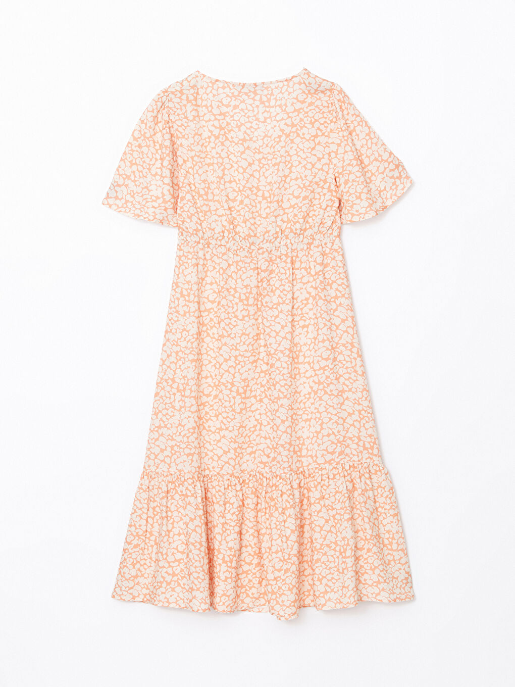 فستان نسائي بنقشة وياقة على شكل حرف V-5