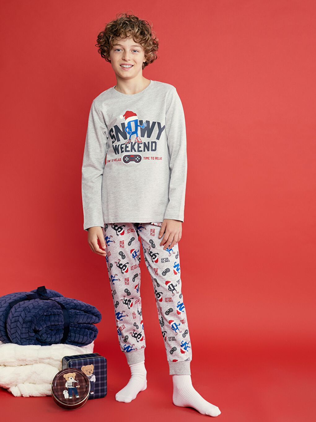 Christmas Themed Boys' Pyjama Set -W4EJ21Z4-L8Q