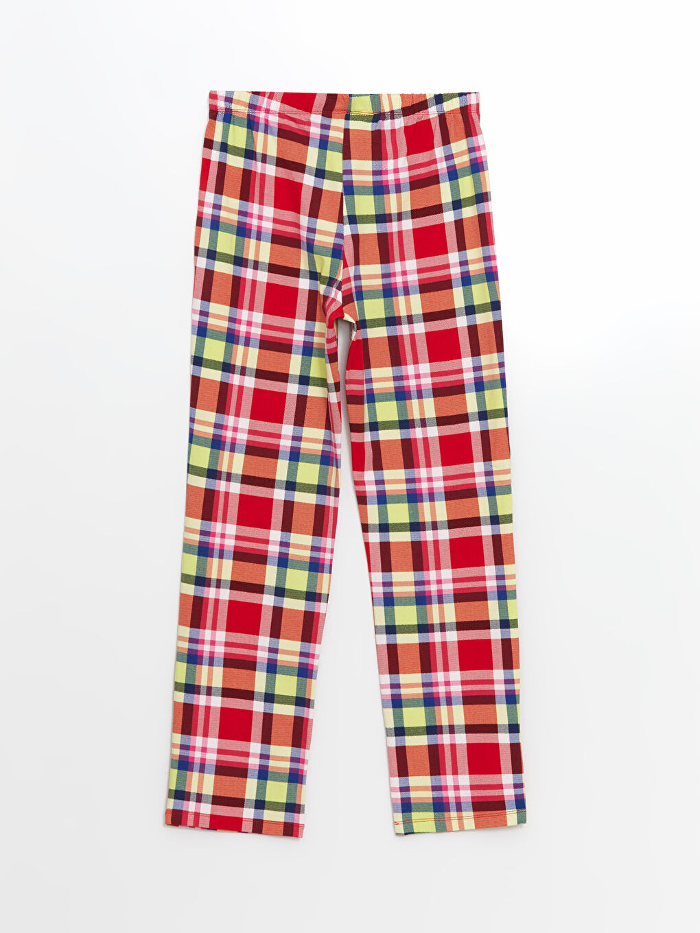 Kırmızı Beli Lastikli Ekose Kadın Pijama Altı-1