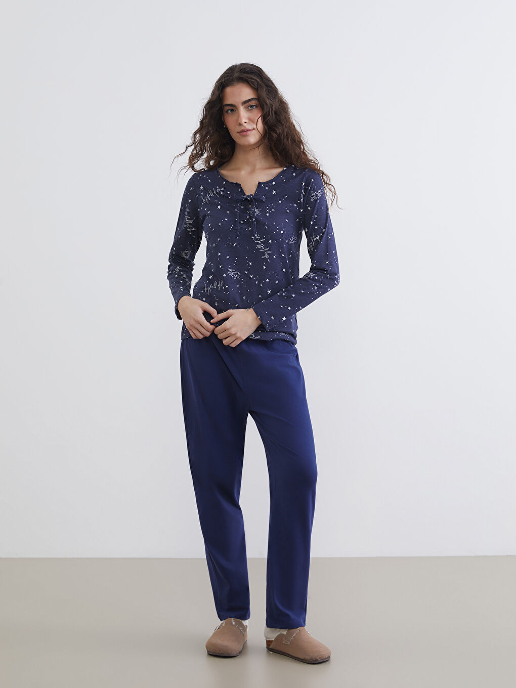 Lacivert Beli Lastikli Hamile Pijama Altı