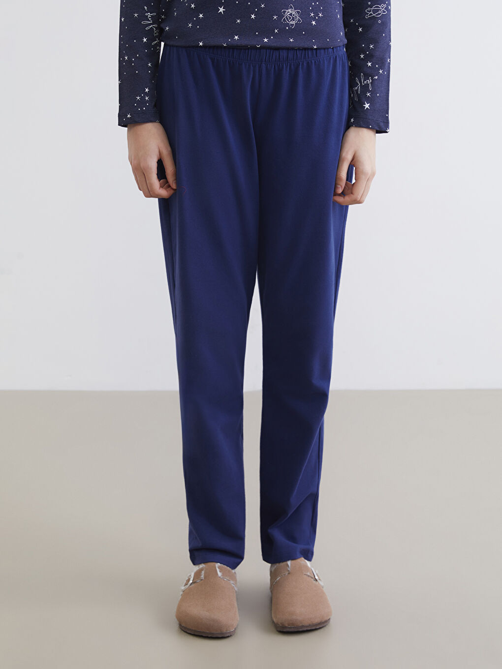 Lacivert Beli Lastikli Hamile Pijama Altı-1