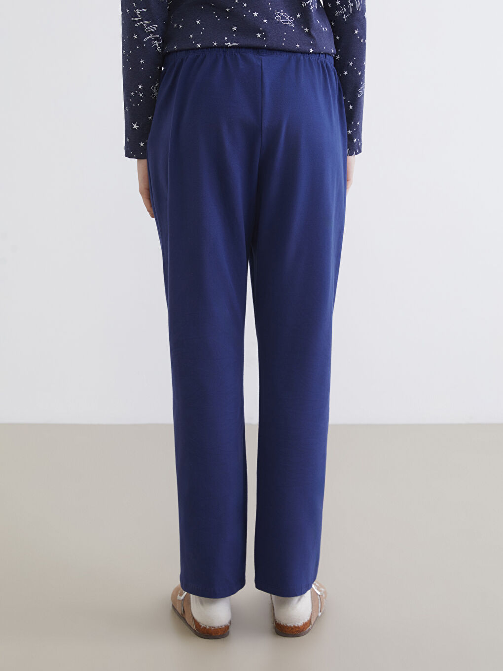 Lacivert Beli Lastikli Hamile Pijama Altı-3