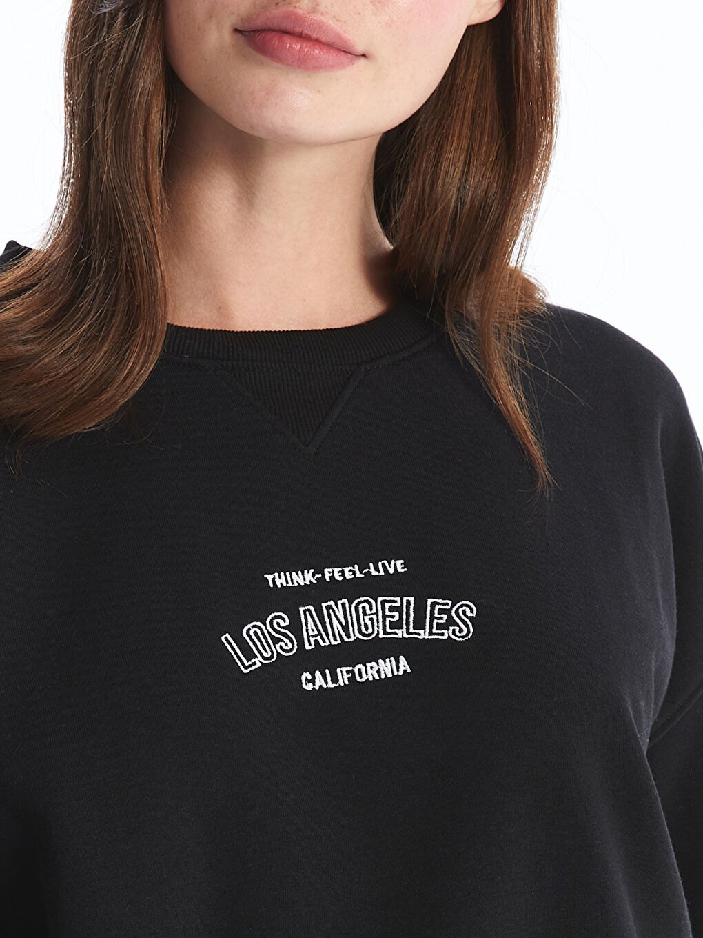 XSIDE Bisiklet Yaka Baskılı Uzun Kollu Kadın Sweatshirt -W4EJ68Z8-CVL