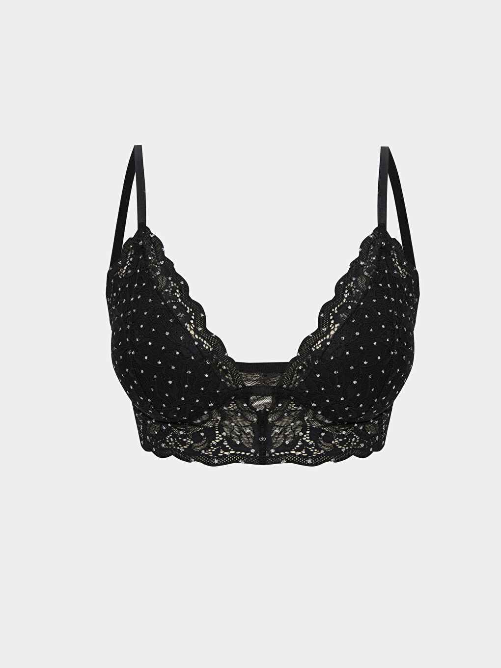 Siyah Balensiz Dolgusuz Dantelli Bralet