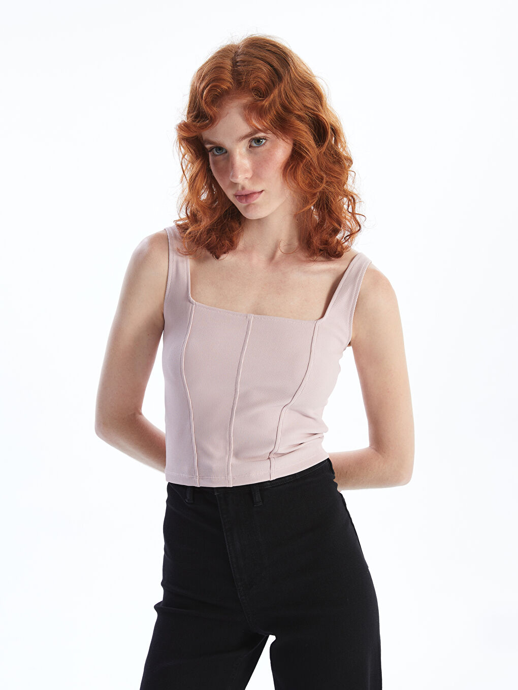 Square Collar Crop Tank Top