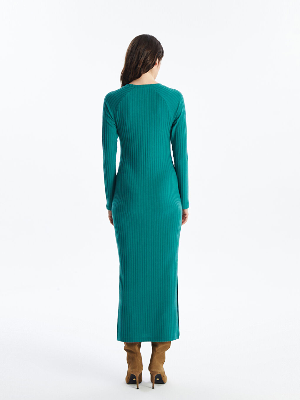 LCW Vision Crew Neck Plain Long Sleeve Women's Knitwear Dress -W4EK44Z8-H8Q