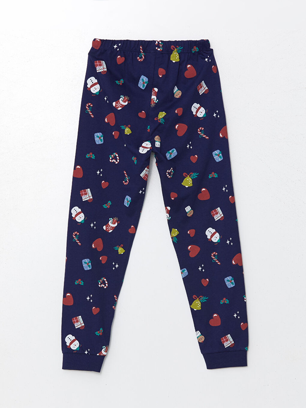 LCW Kids Lacivert Bisiklet Yaka Yılbaşı Temalı Kız Çocuk Pijama Takımı - 4