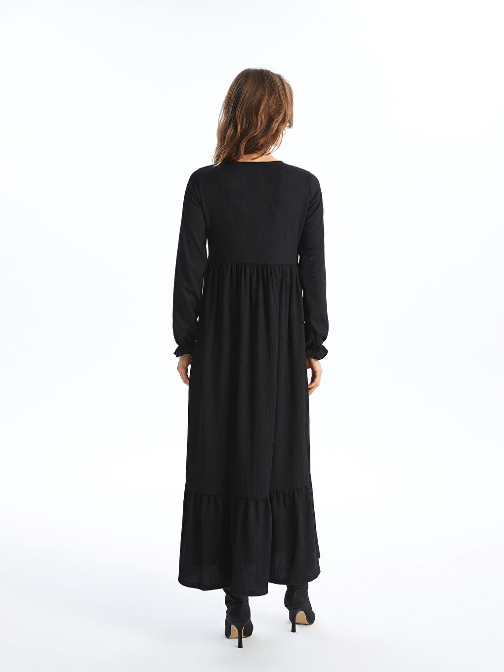 فستان للسيدات بياقة مربوطة ومزخرف-3