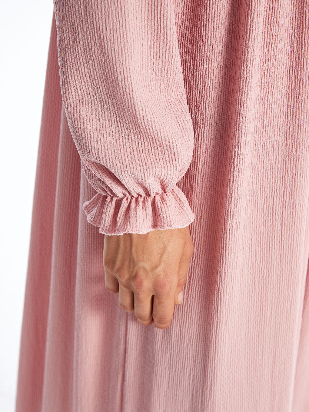 Tie Neck Textured Women's Dress-2