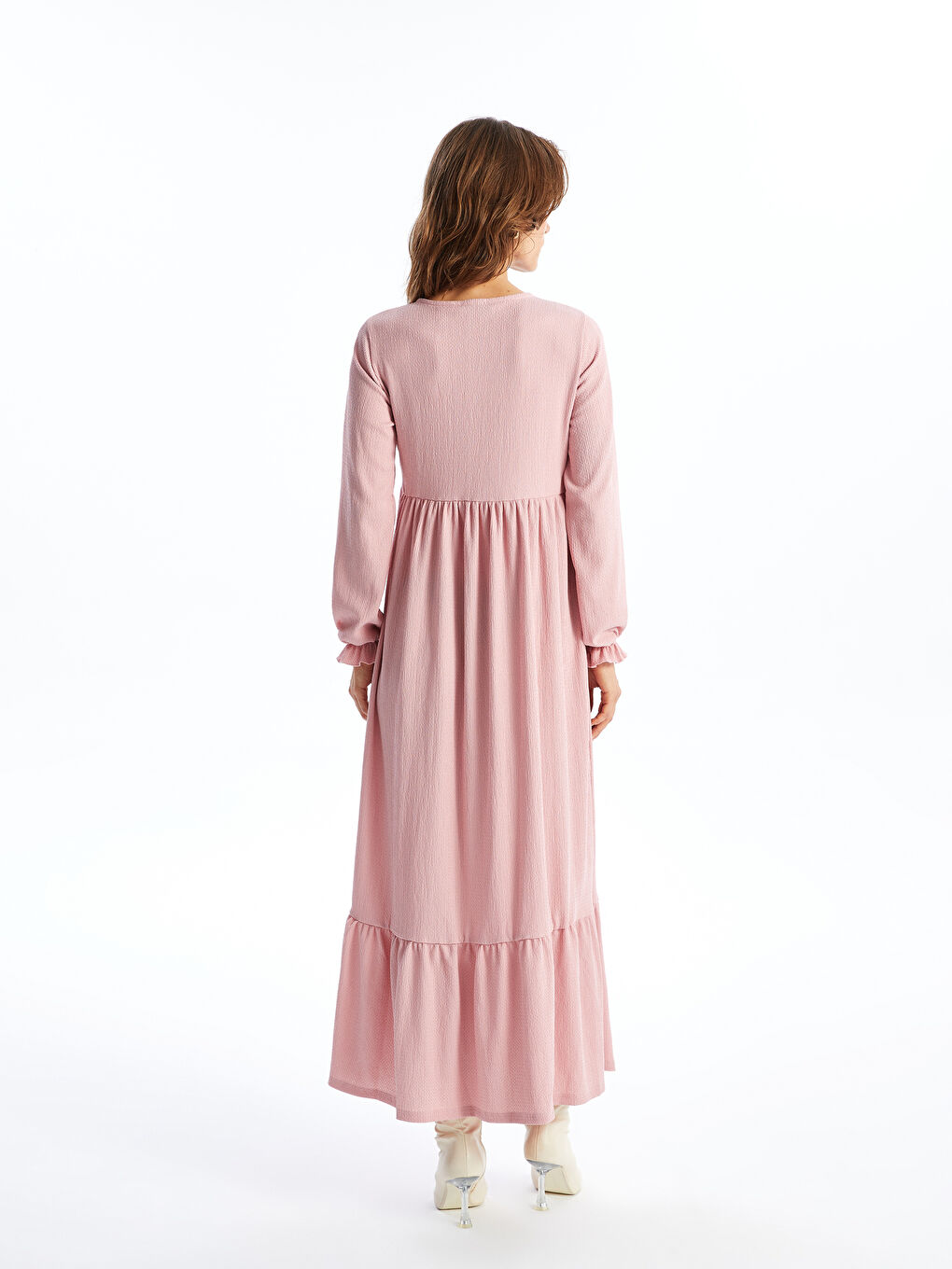 Tie Neck Textured Women's Dress-3