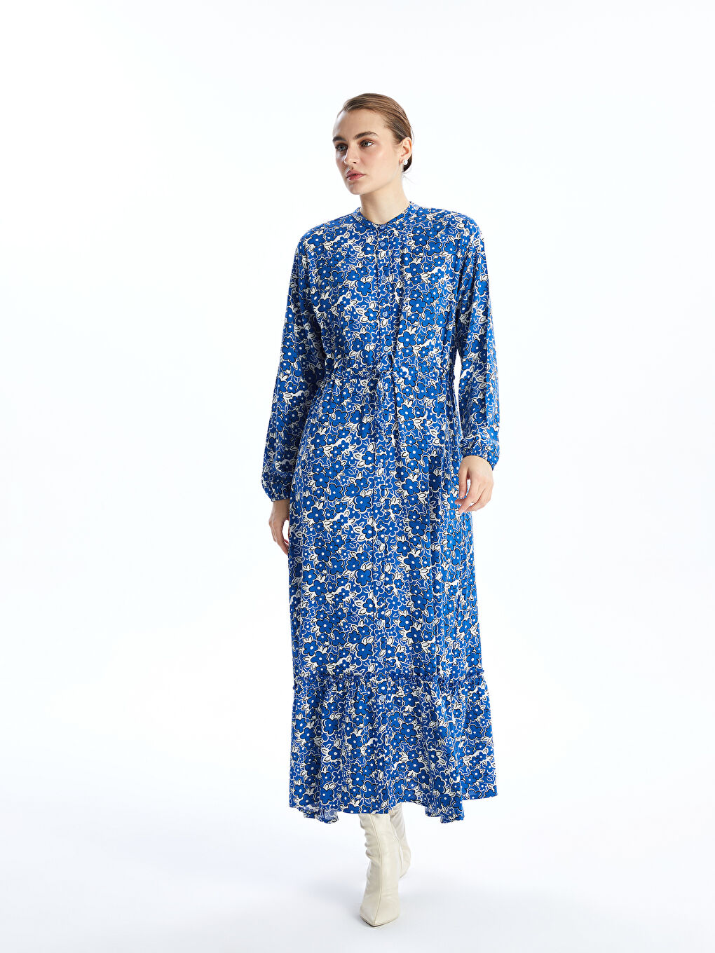 Grandad Collar Patterned Women's Dress -W4EK88Z8-LQQ