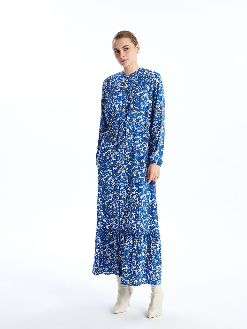 Grandad Collar Patterned Women's Dress -W4EK88Z8-LQQ