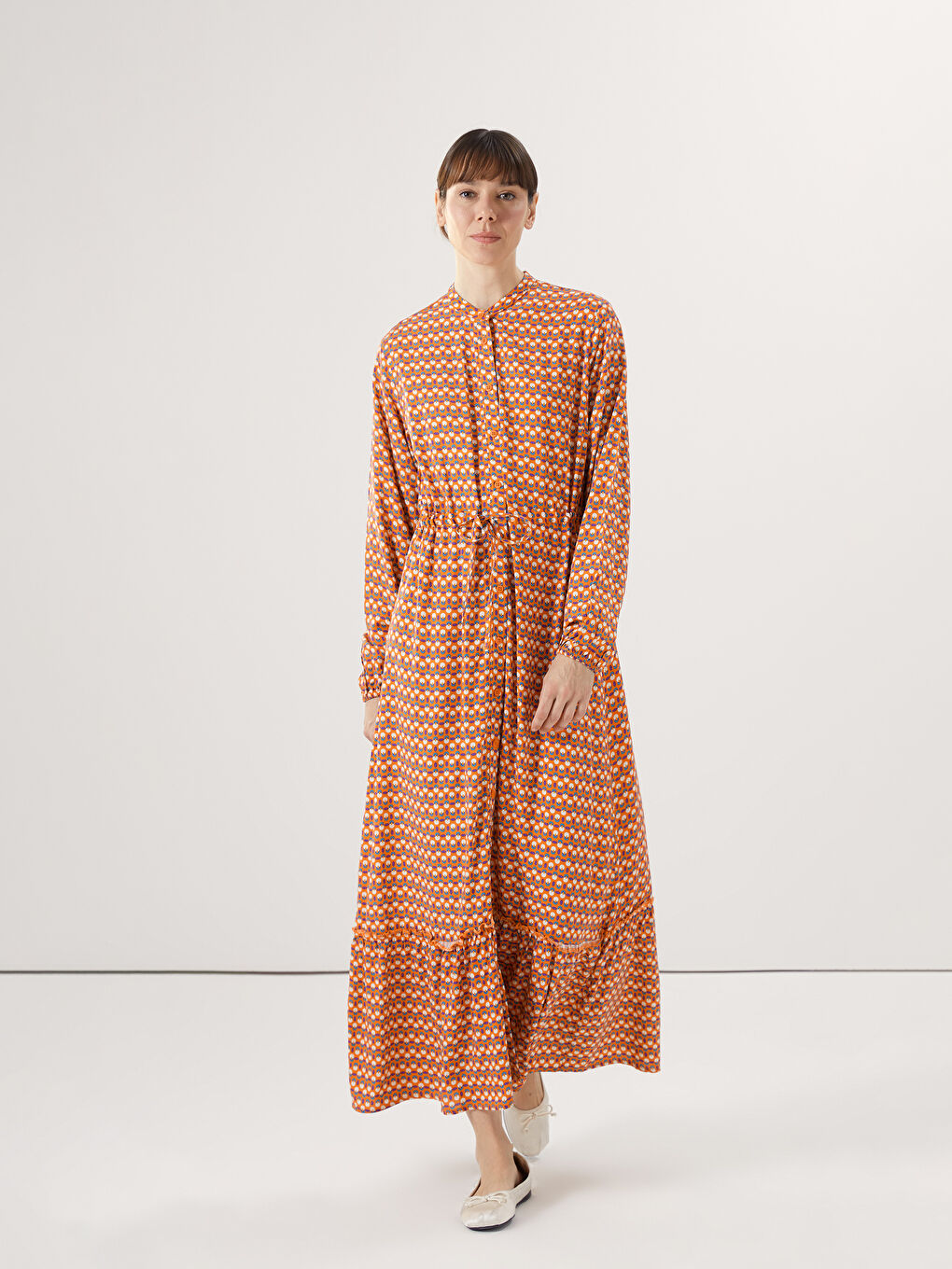 Robe à motifs pour Femmes à Col Mao
