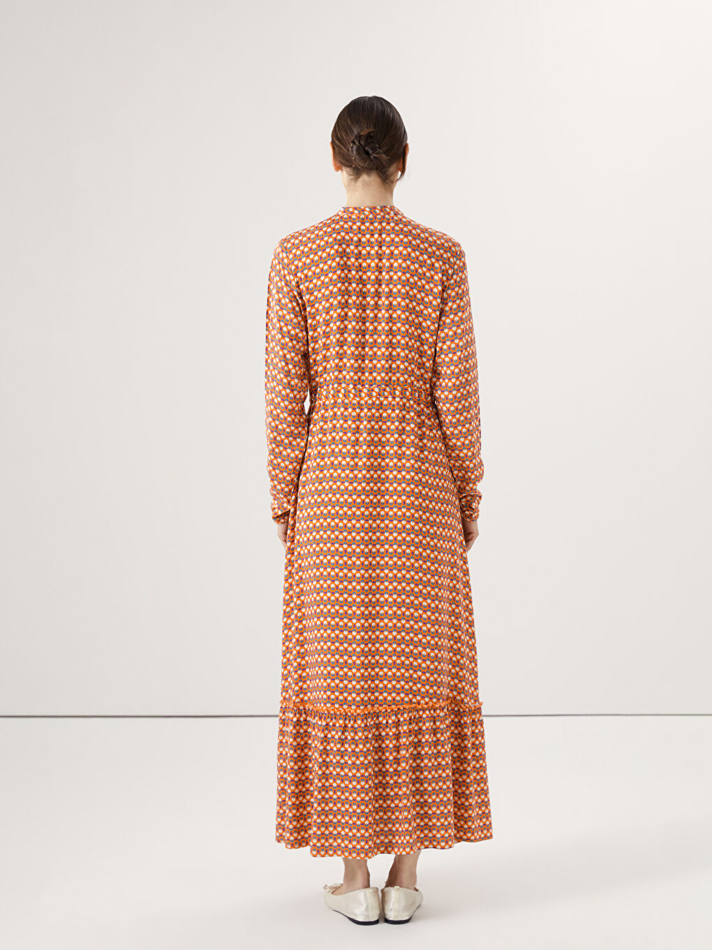 Robe à motifs pour Femmes à Col Mao-3