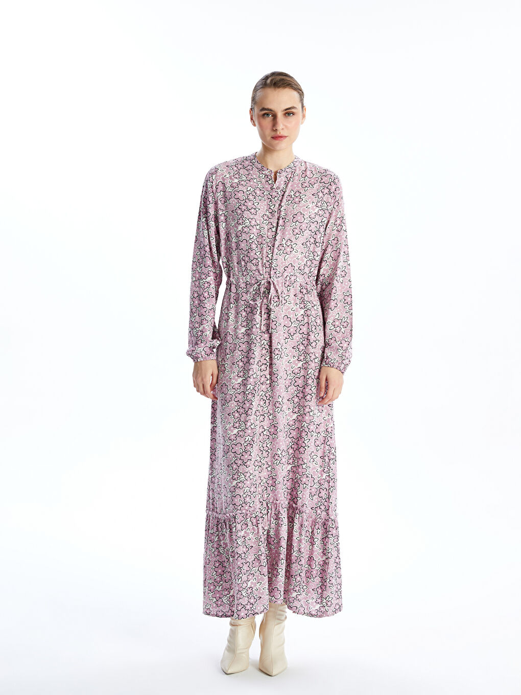 Grandad Collar Patterned Women's Dress -W4EK88Z8-LT8