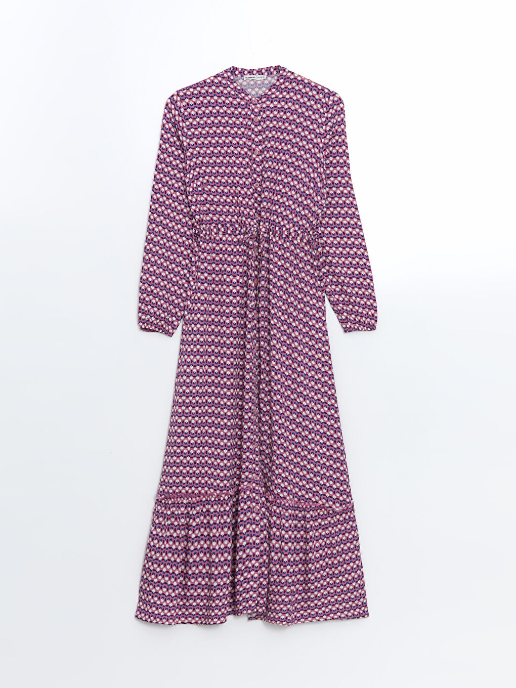Жіноча візерунчаста сукня з коміром-стійкою-4