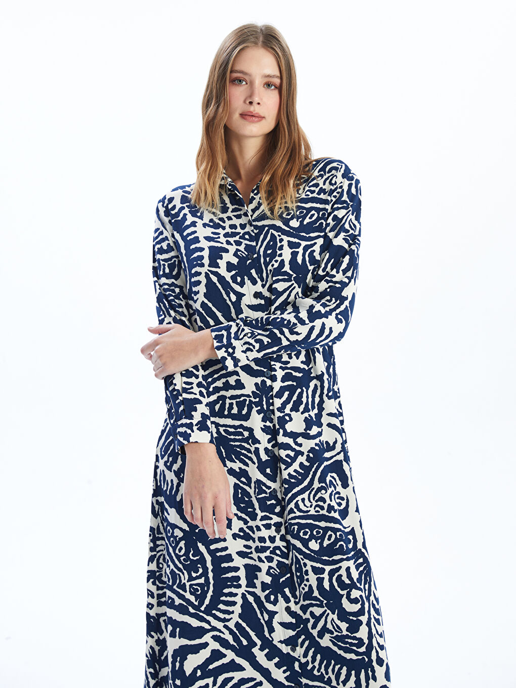 Patterned Long Sleeve Women's Long Dress -W4EK89Z8-LQQ
