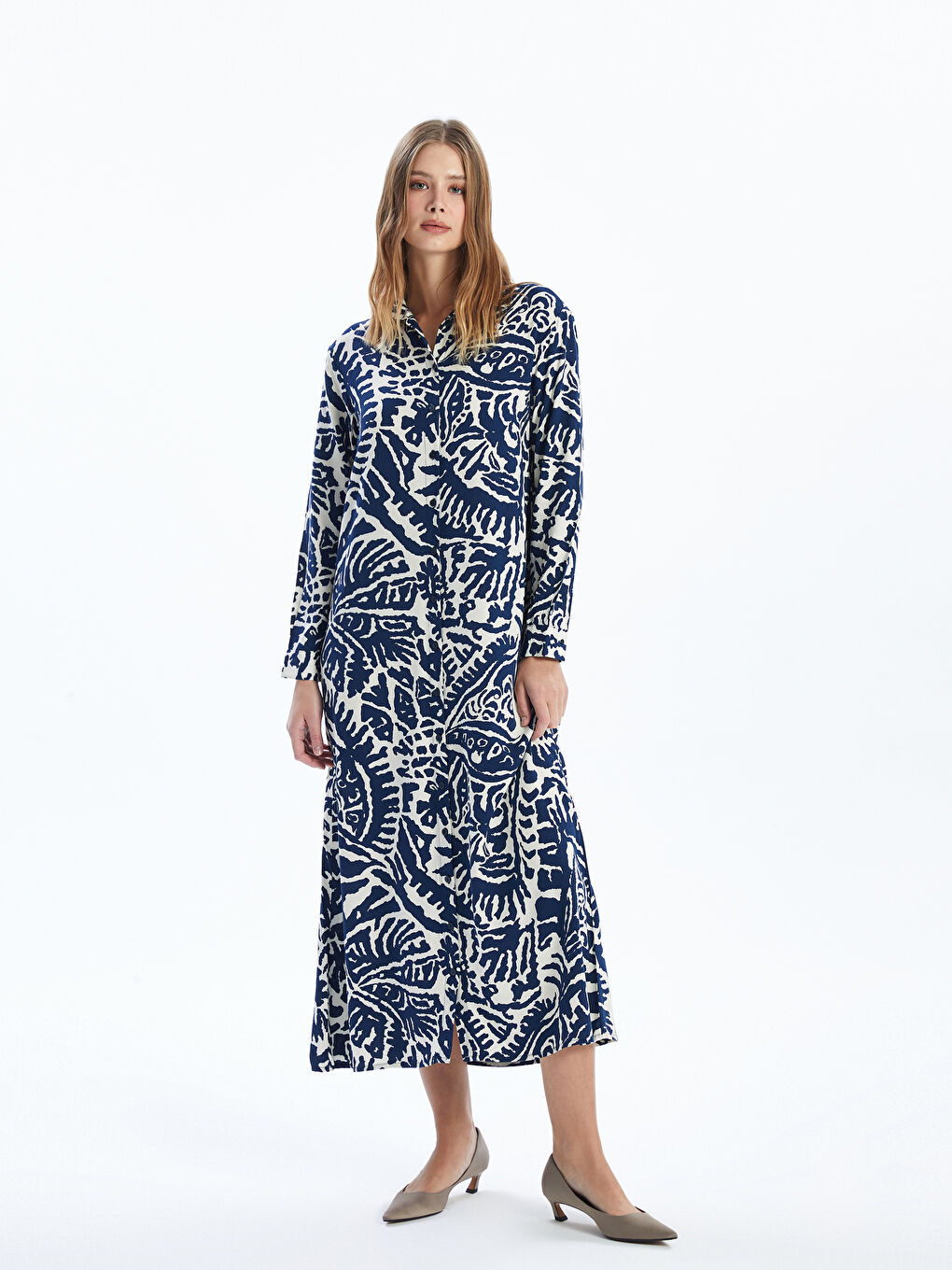 Patterned Long Sleeve Women's Long Dress -W4EK89Z8-LQQ