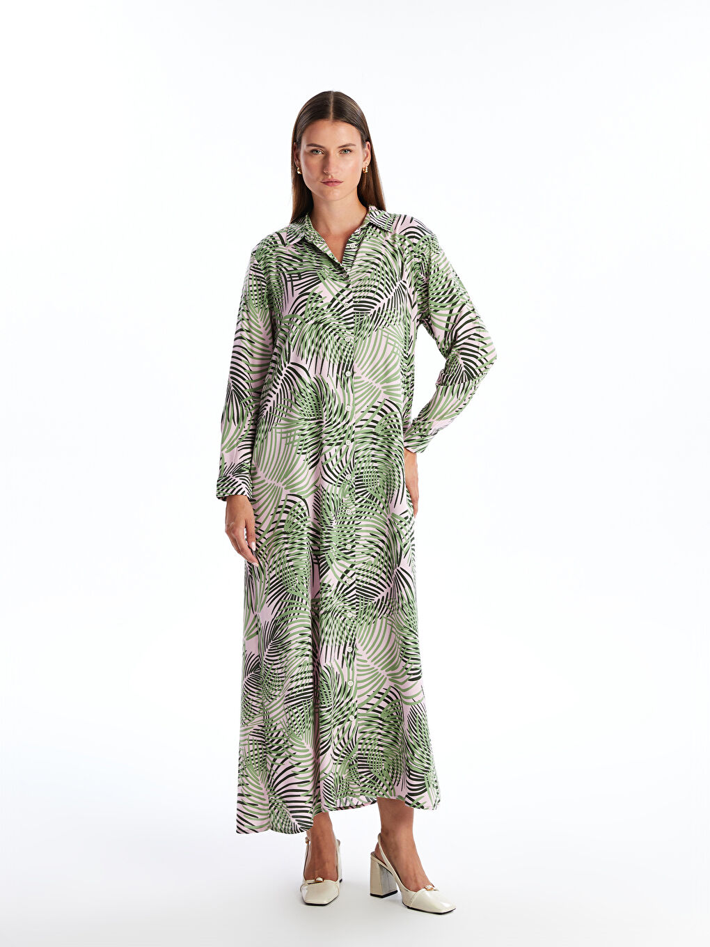 Patterned Women's Shirt Dress-1