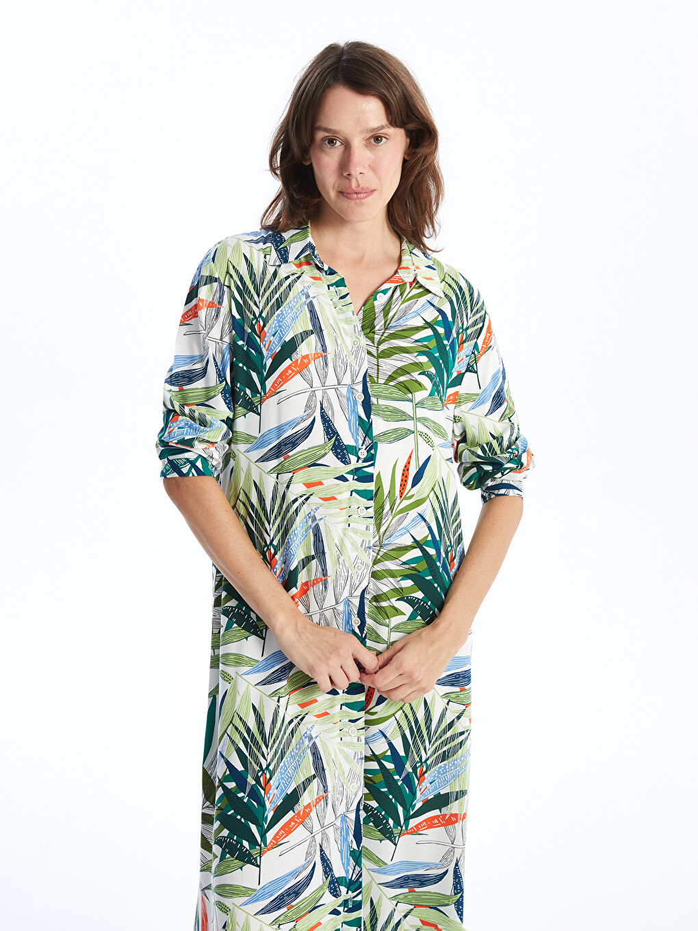 Rochie Cămașă Pentru Femei Cu Model-1