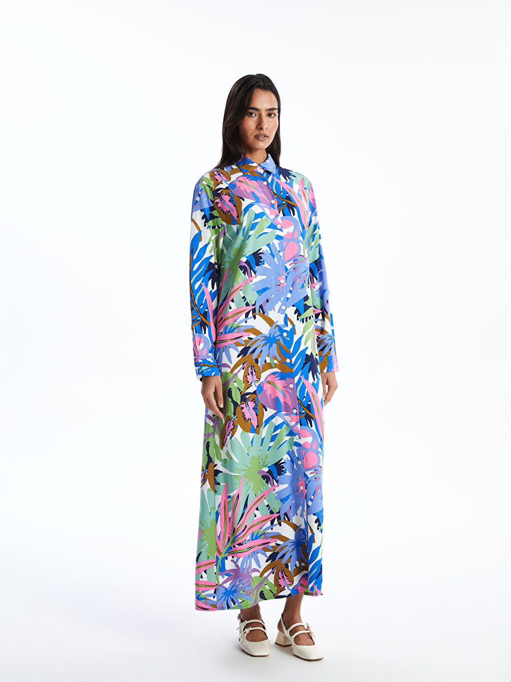 Patterned Women's Shirt Dress-1