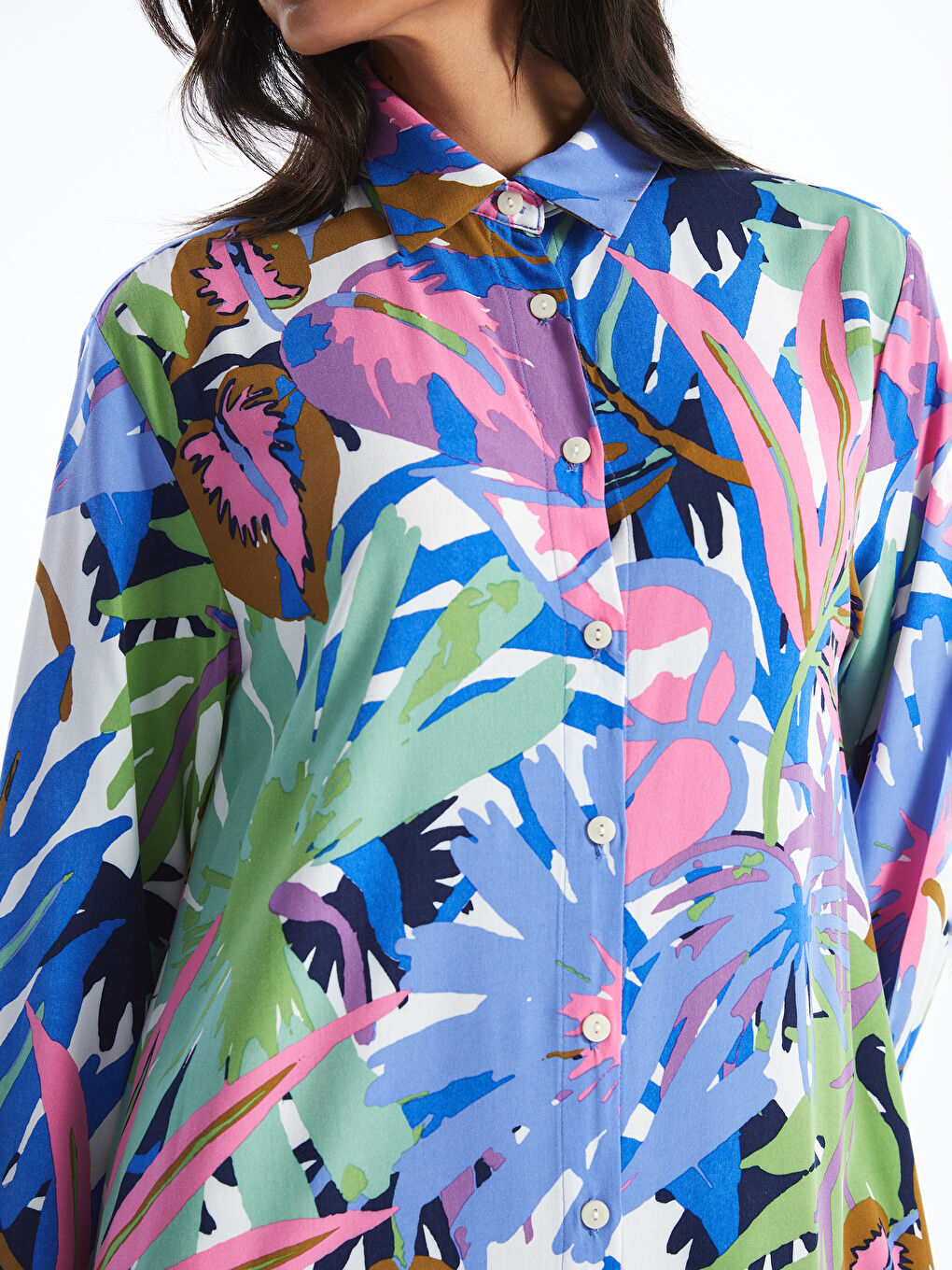 Patterned Women's Shirt Dress-2