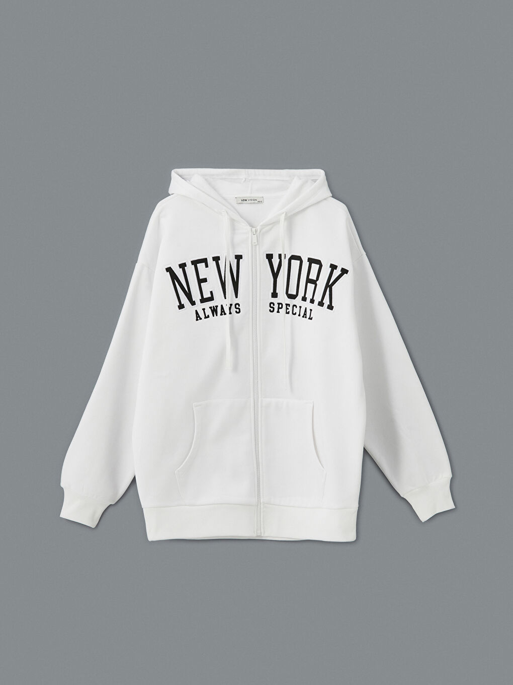 New York Embroidered Women's Thick Zip-Up Sweatshirt-4