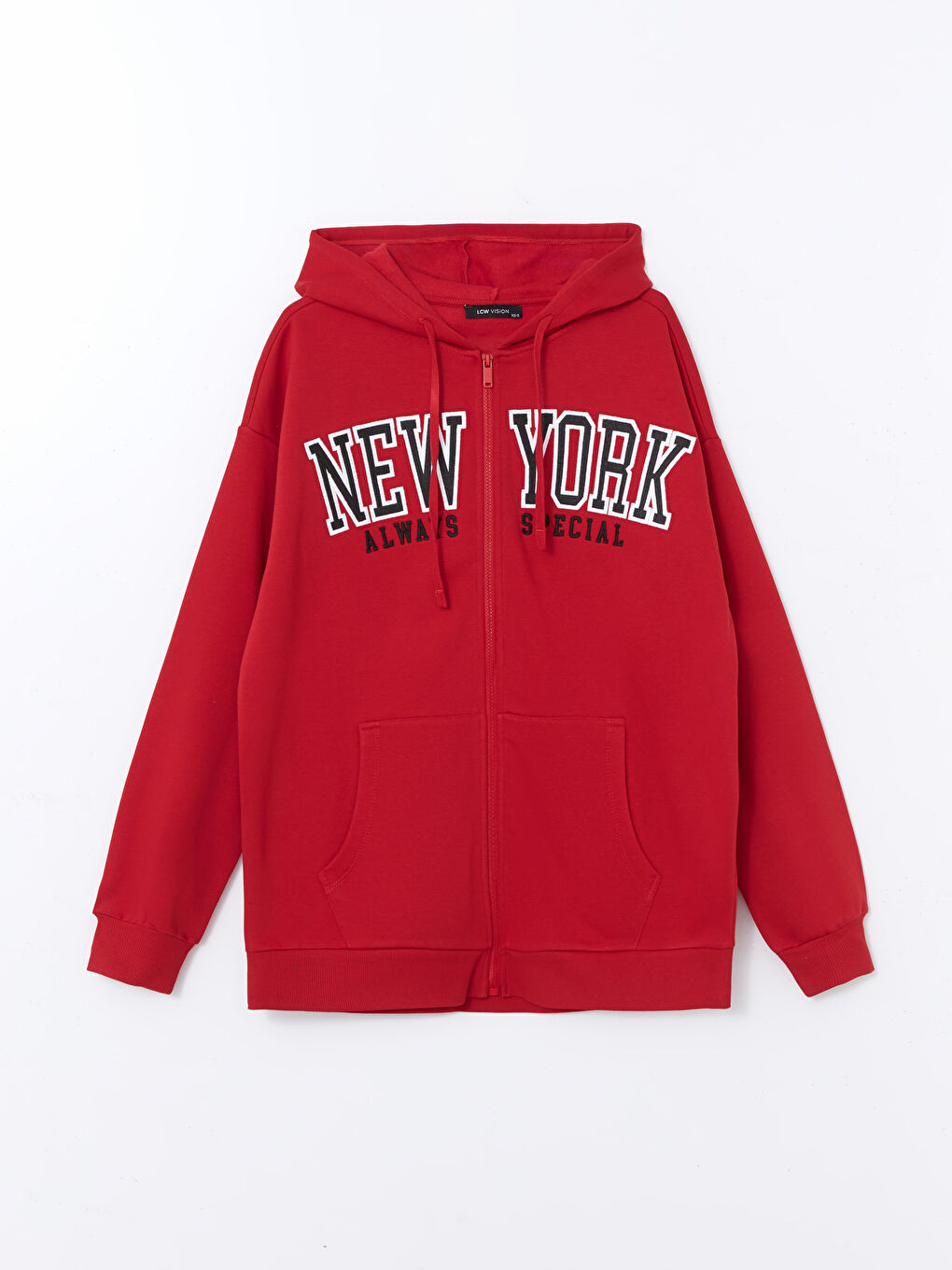 New York Embroidered Women's Thick Zip-Up Sweatshirt-4