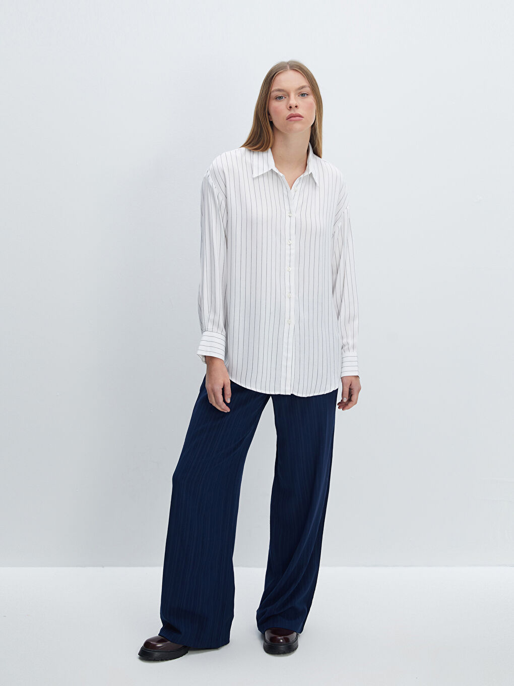 Striped Oversize Women's Shirt-1