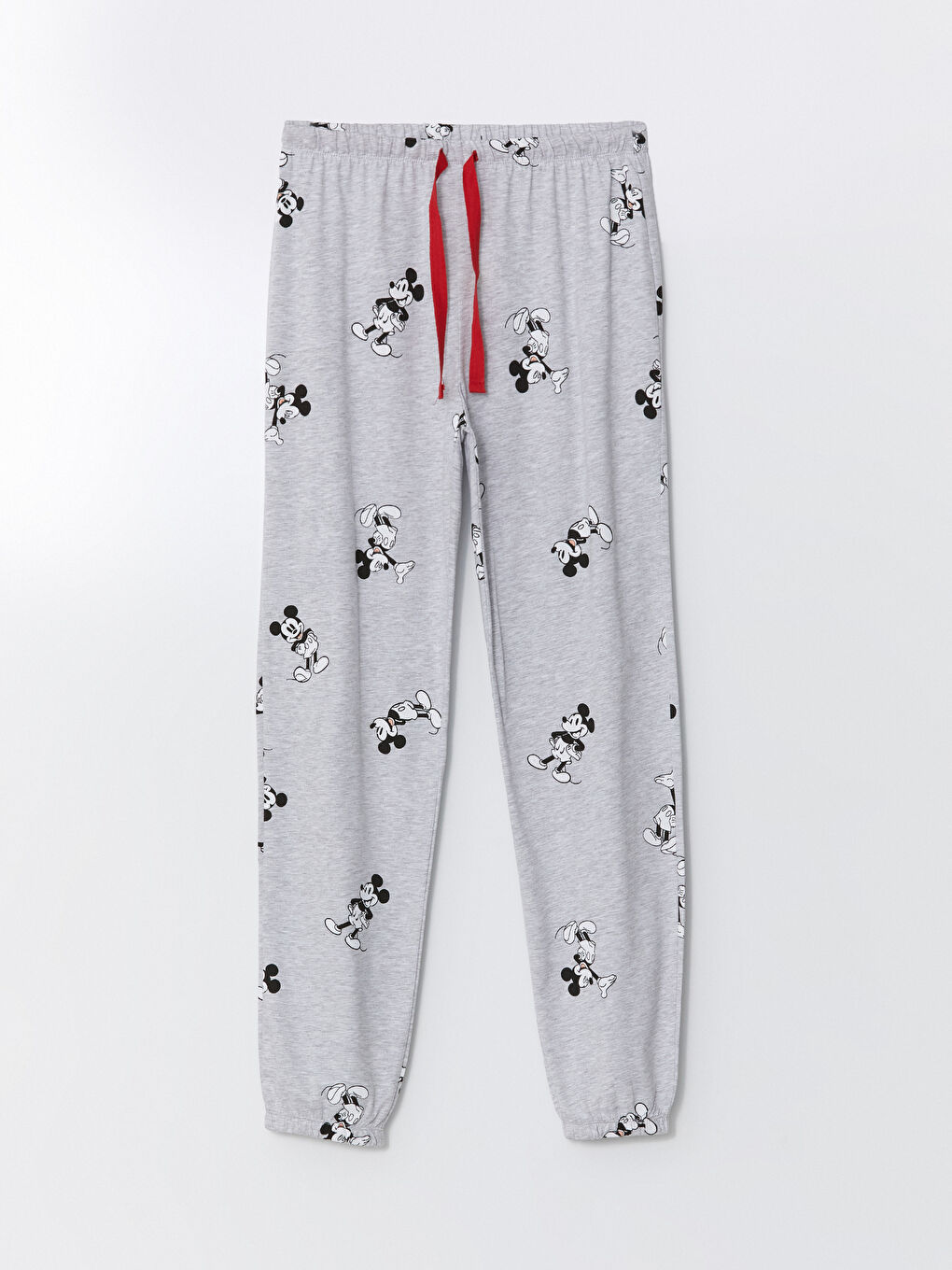 LCW DREAM Gri Melanj Baskılı Bisiklet Yaka Mickey Mouse Baskılı Kadın Pijama Takımı - 3