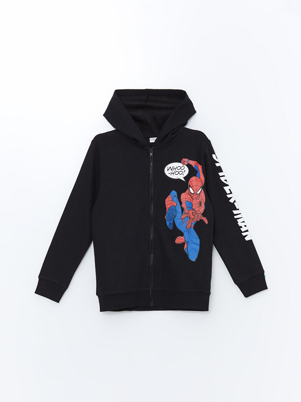 Siyah Spider-Man Baskılı Erkek Çocuk Fermuarlı Sweatshirt