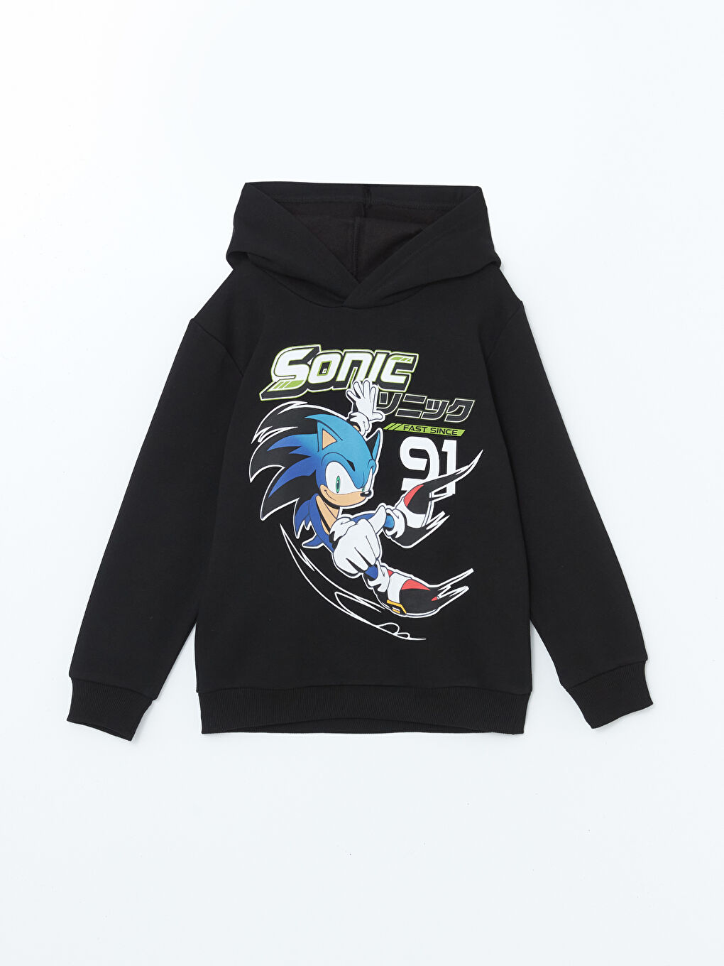 Siyah Kapüşonlu Sonic Baskılı Erkek Çocuk Sweatshirt